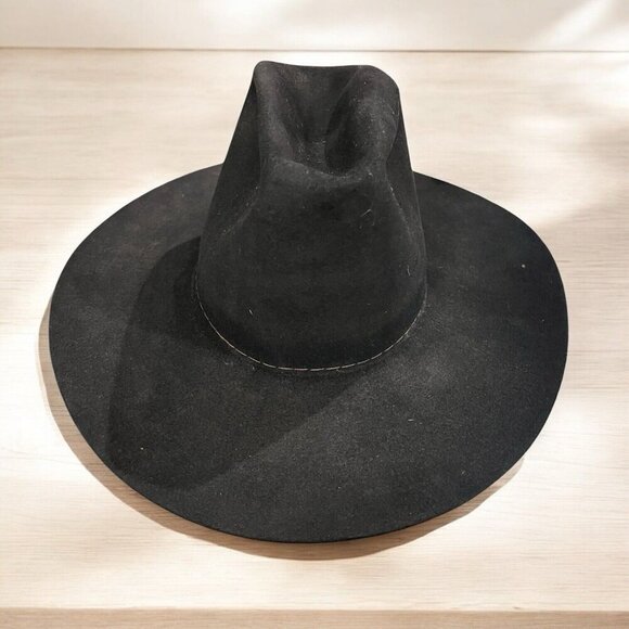 “New West” by Bailey Wool Felt Black Cowboy Hat Size 6 7/8 USA Long Oval - Picture 2 of 8